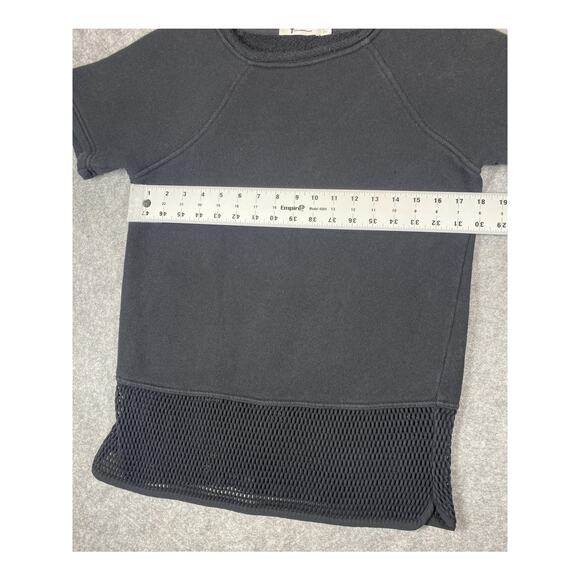 T by Alexander Wang Shirt Womens X-Small Black Mesh Hem Raglan Crewneck Terry - Picture 3 of 13
